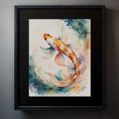 Waterverf Schilderij van Koi Fish Poster