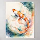 Waterverf Schilderij van Koi Fish Poster (Voorkant)