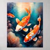 Waterverf Schilderij van Koi Fish VI Poster (Voorkant)