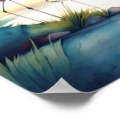 Waterverf Schilderij van Kudde van Flamingo's 1:1 Poster (Hoek)