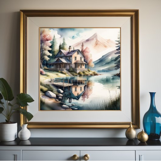 Waterverf Schilderij van Lake House Poster