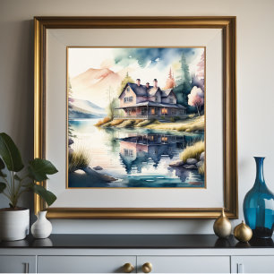 Waterverf Schilderij van Lake House Poster