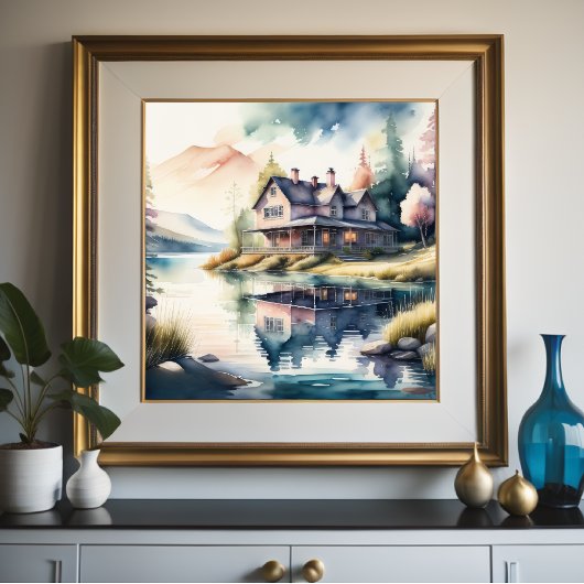Waterverf Schilderij van Lake House Poster