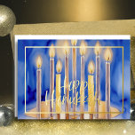 Waterverf Schilderij van Menorah Blue White Candle Folie Feestdagenkaart<br><div class="desc">Waterverf Schilderij van Menorah Blue White Candles</div>