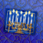 Waterverf Schilderij van Menorah Blue White Candle Folie Feestdagenkaart<br><div class="desc">Waterverf Schilderij van Menorah Blue White Candles</div>