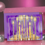 Waterverf Schilderij van Menorah Paarse Kaarsen Folie Feestdagenkaart<br><div class="desc">Waterverf Schilderij van Menorah Paarse Kaarsen</div>
