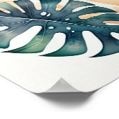 Waterverf Schilderij van Monstera in Pot II Poster (Hoek)