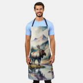 Waterverf Schilderij van Moose in Forest Schort (Gedragen)