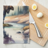 Waterverf Schilderij van Moose in Forest Theedoek (Quarter Fold)