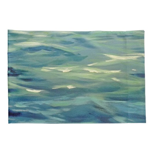 Waterverf schilderij van oceaangolven kussensloop (Achterkant-Rechts)
