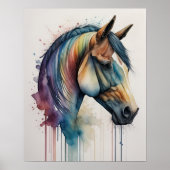Waterverf Schilderij van Paard Poster (Voorkant)