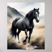 Waterverf Schilderij van Paard Poster (Voorkant)