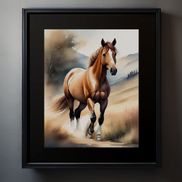 Waterverf Schilderij van Paard Poster