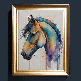 Waterverf Schilderij van Paard Poster