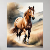 Waterverf Schilderij van Paard Poster (Voorkant)