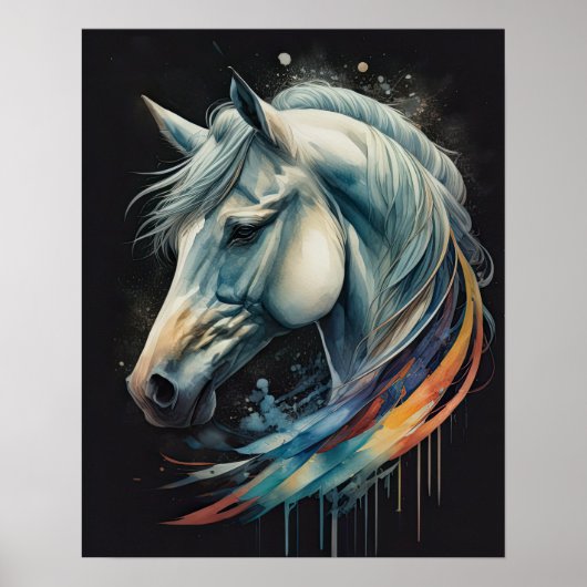 Waterverf Schilderij van Paard Poster (Voorkant)