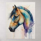Waterverf Schilderij van Paard Poster (Voorkant)