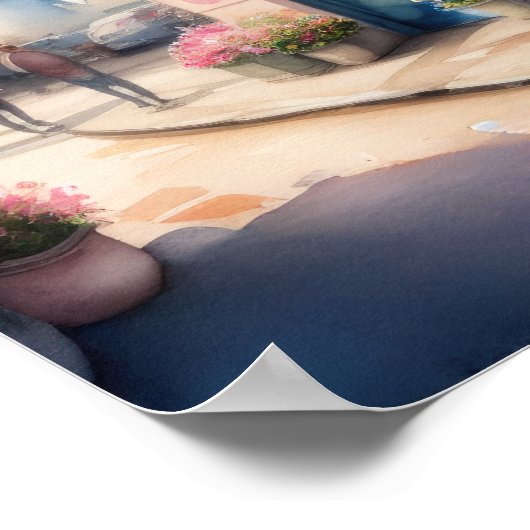 Waterverf Schilderij van Parijse Straat Poster (Hoek)