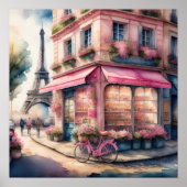 Waterverf Schilderij van Parijse Straat Poster (Voorkant)