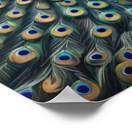 Waterverf Schilderij van Peacock 1:1 Poster (Hoek)