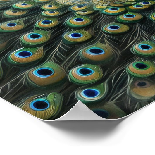 Waterverf Schilderij van Peacock en Chateau 1:1 Poster (Hoek)