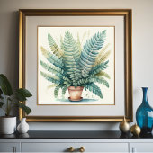 Waterverf Schilderij van Potted Fern Poster