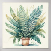 Waterverf Schilderij van Potted Fern Poster (Voorkant)