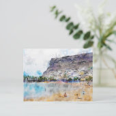 Waterverf schilderij van Puerto de Morgan op Gran  Briefkaart (Staand voorkant)