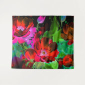 Waterverf Schilderij van Rode Bloemen op Zwart Wandkleed (Voorkant (horizontaal))