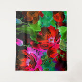 Waterverf Schilderij van Rode Bloemen op Zwart Wandkleed (Voorkant)