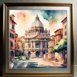 Waterverf Schilderij van Rome Italië Poster