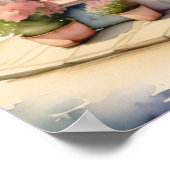 Waterverf Schilderij van Roze Bloemenwinkel Paris  Poster (Hoek)