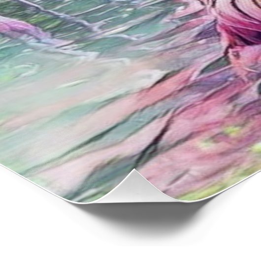 Waterverf Schilderij van Roze Flamingo's in het Wa Perfect Poster (Hoek)