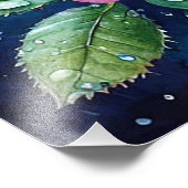 Waterverf schilderij van roze rozen met dauwdruppe foto afdruk (Hoek)