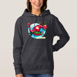 Waterverf schilderij van Santa Hat met Holly blade Hoodie