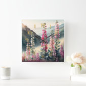 Waterverf Schilderij van Snapdragon Wall Clock Vierkante Klok (Huis)