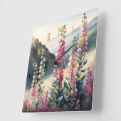 Waterverf Schilderij van Snapdragon Wall Clock Vierkante Klok (Hoek)