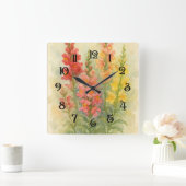 Waterverf Schilderij van Snapdragons 2 Wall Clock Vierkante Klok (Huis)