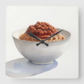 Waterverf schilderij van spaghetti vierkante klok (Voorkant)