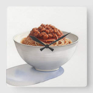 Waterverf schilderij van spaghetti vierkante klok