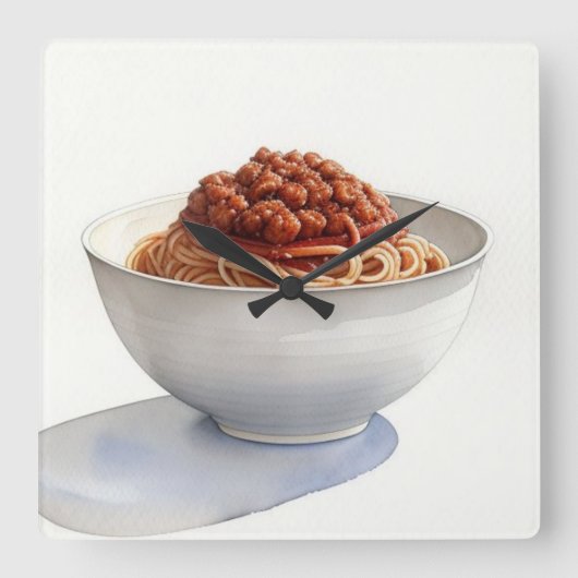 Waterverf schilderij van spaghetti vierkante klok (Voorkant)