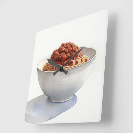 Waterverf schilderij van spaghetti vierkante klok (Hoek)