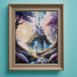 Waterverf Schilderij van Storybook Castle Poster