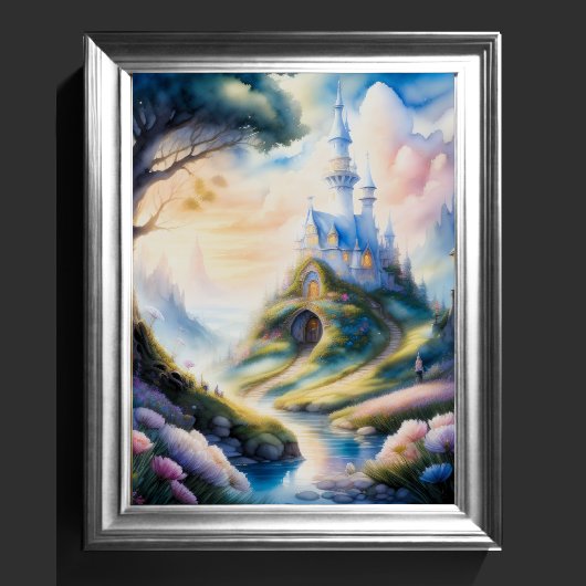 Waterverf Schilderij van Storybook Castle Poster