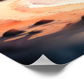 Waterverf Schilderij van Tropische Strand Zonsonde Poster (Hoek)