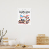 Waterverf schilderij van Vintage Car Poster (Keuken)