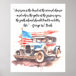 Waterverf schilderij van Vintage Car Poster