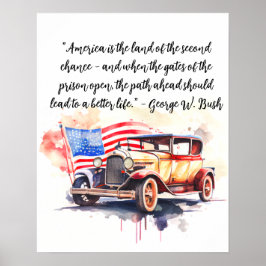 Waterverf schilderij van Vintage Car Poster