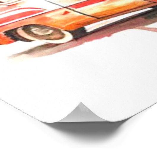 Waterverf schilderij van Vintage Car Poster (Hoek)