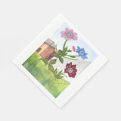 Waterverf schilderij van wilde bloemen en gras servet (Hoek)